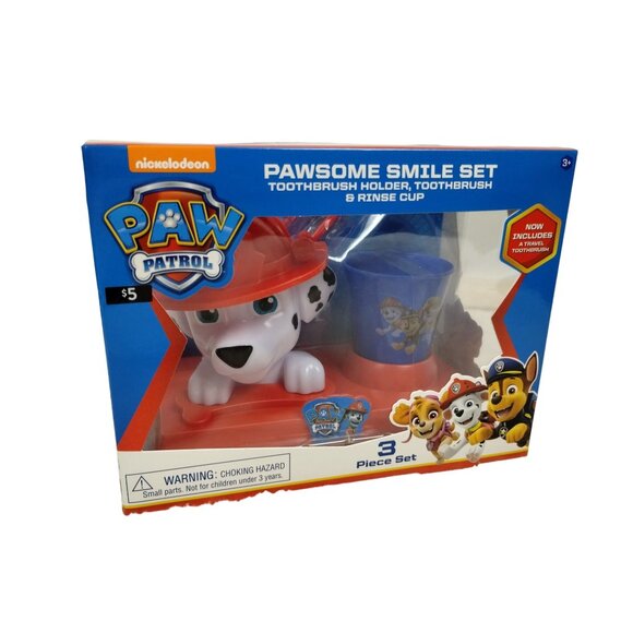 Nickelodeon Paw Patrol Marshall Pawsome Smile Set Toothbrush Holder Rinse Cup - Picture 1 of 8